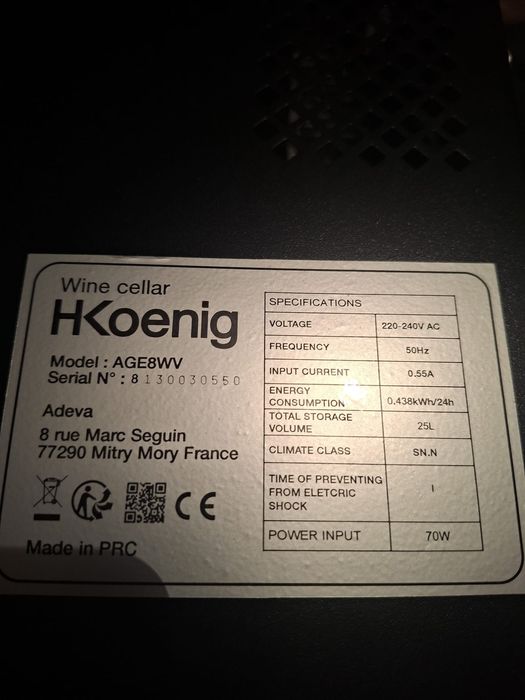 Racitor de vinuri, 8 sticle, H.Koenig, AGE8, negru
Cod produs: AGE8
