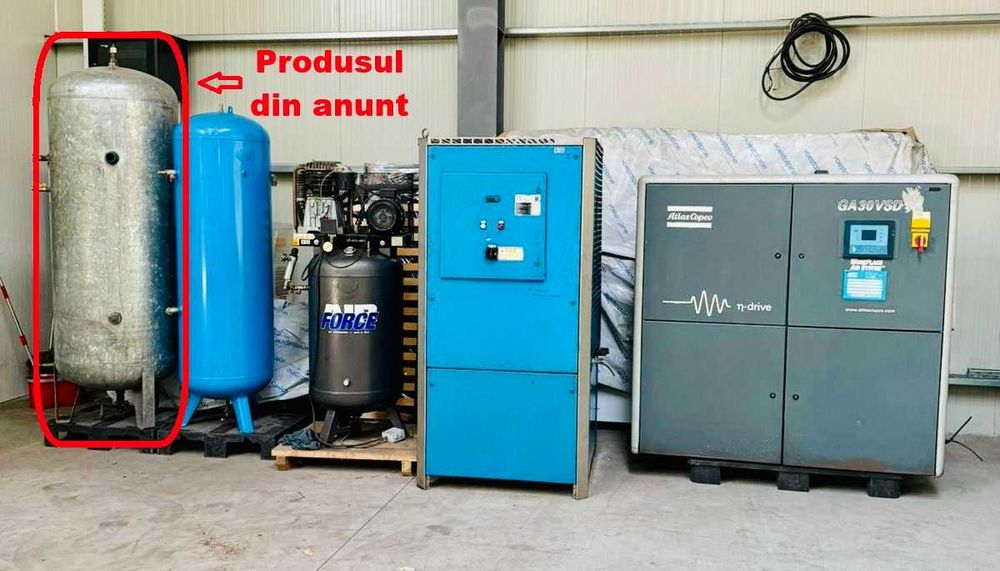 Rezervor de aer galvanizat 1000L, fabricat în Italia, presiune 11.5bar