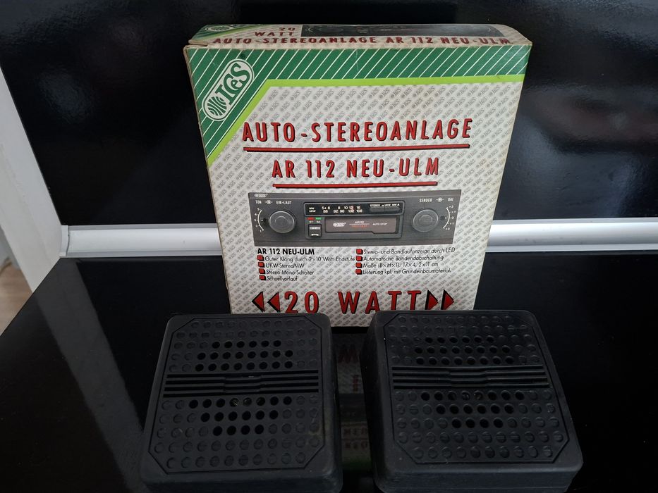 Комплект авто радиокасетофон ICS, две тонколонки и външна авто антена