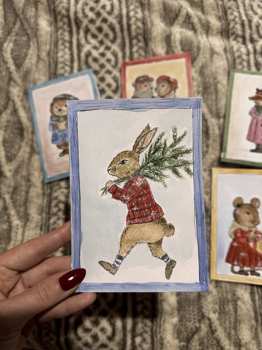 Коледни картички Ръчно рисувани по ваш избор