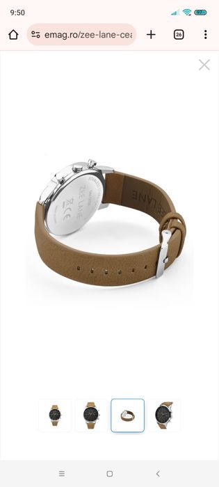 ** Мъжки часовник Zee Lane Collection, кожена каишка,ЧИСТО НОВ **