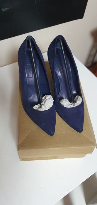 Pantofi stiletto piele naturala interior/exterior bleumarin marimea 36