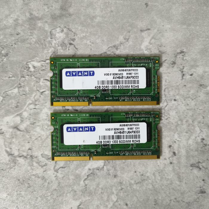 DDR3 1333mhz 4GB So-Dimm Avant (27шт)