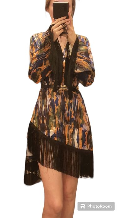 Rochie cocktail cu franjuri xS