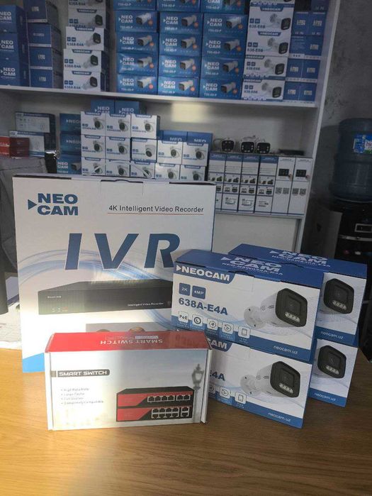Акция! Полный комплект 4 камеры видеонаблюдения 4mp+nvr 16ch+POE(4+2)