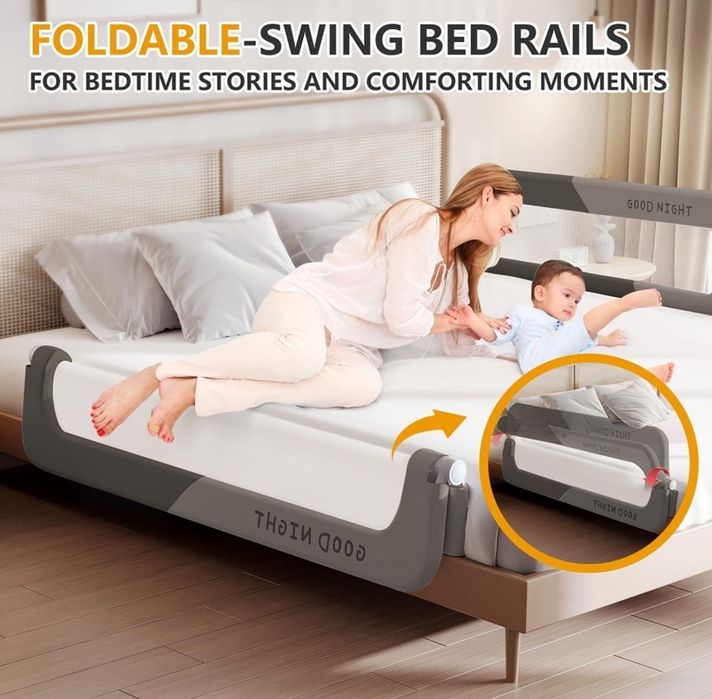 Парапет за легло, WALALLA, регулируема височина,150 см, преграда