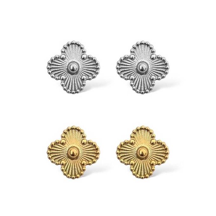 Комплект обеци и гривна с детелини Van Cleef златен или сребърен цвят