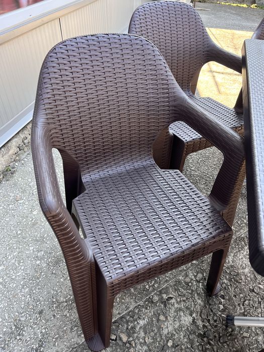 Столове градински, пластмасови ратан, без подлакътник, маси, стол