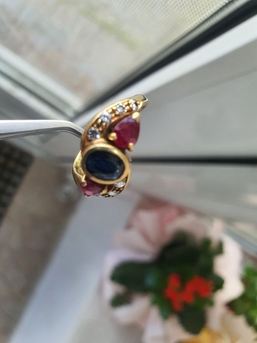 Inel aur 18 k cu safir albastru naturalcentral
