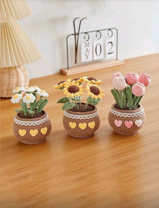 ръчно изработени плетени цветя