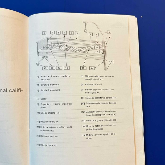 Pat electric medicinal cu telecomanda reglabil pe sectiune si inaltime