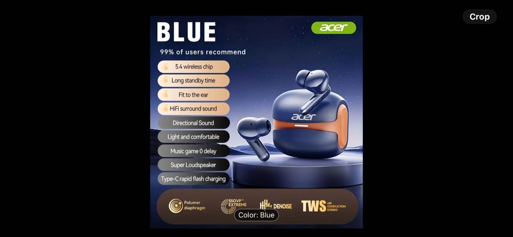 Безжични слушалки Acer