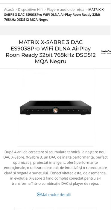 Vand Matrix X Sabre 3 dac si streamer