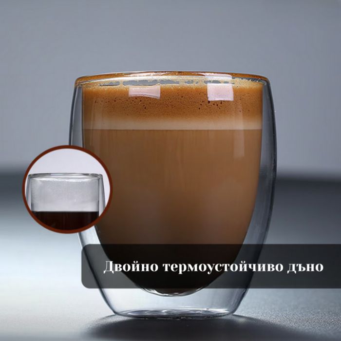 Комплект 2 термоустойчиви чаши от боросиликатно стъкло - 250 мл