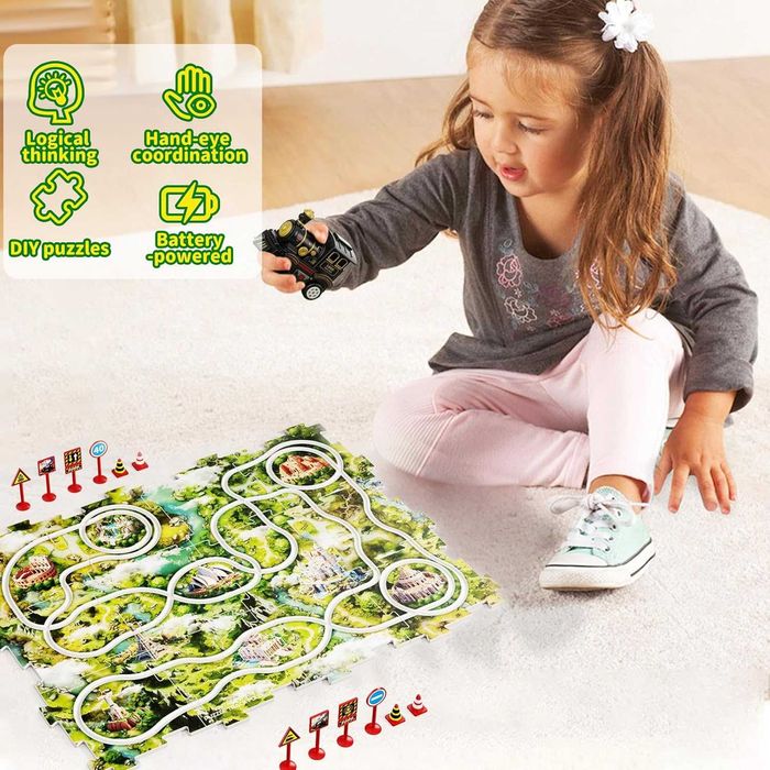 Fullware Комплект влакче с батерии, конструктор, пъзел, 2+ год.