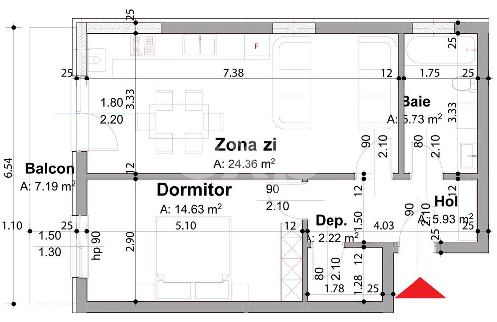 Finalizat | Apartament tip studio cu 2 camere | Arena Trivale | Etaj 1