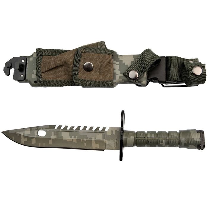 Cutit de vanatoare, Jungle Camo, verde, 32.5 cm, teaca inclusa