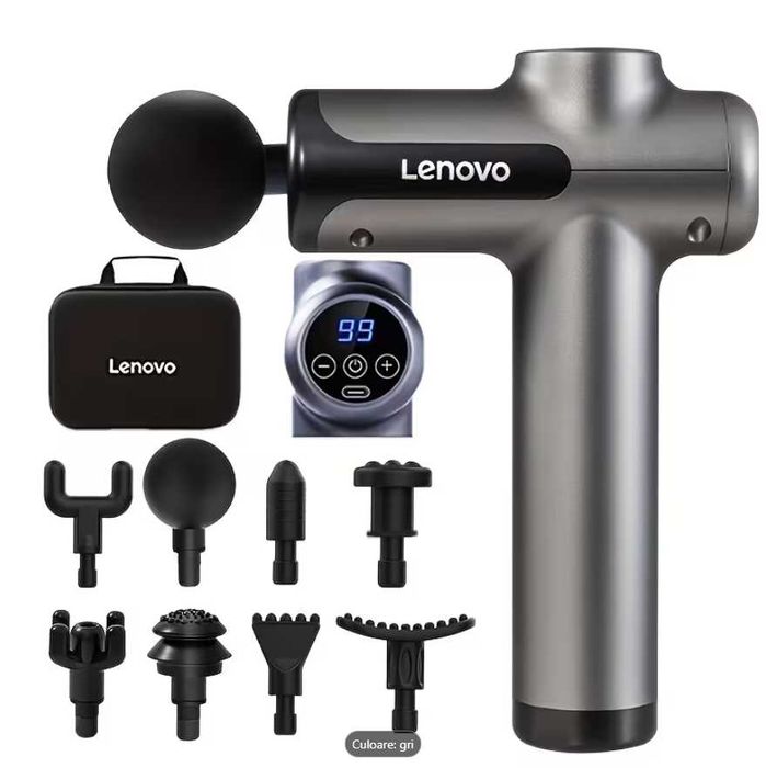 Aparat masaj tip pistol Lenovo, 10 capete, silentios, USB