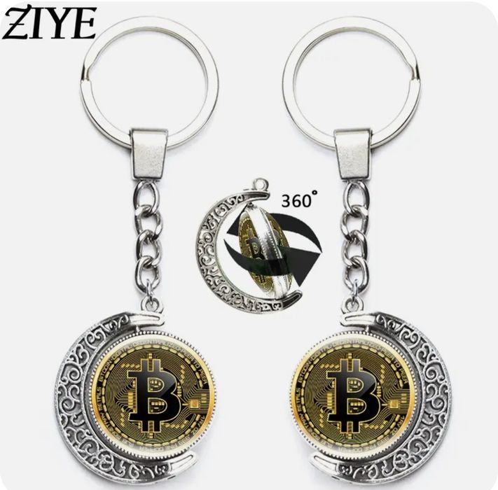 Вращающийся брелок биткоин криптовалюта
