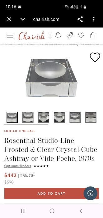 Rosenthal, cristal, studio line, piese cubice, vază și scrumiera/bol