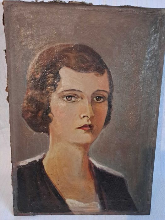 tablou foarte vechi pictura pe panza 45/32 cm