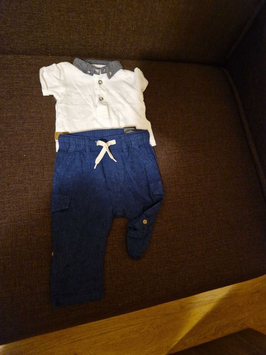 Set pantalonii de vara H&M in si tricou alb