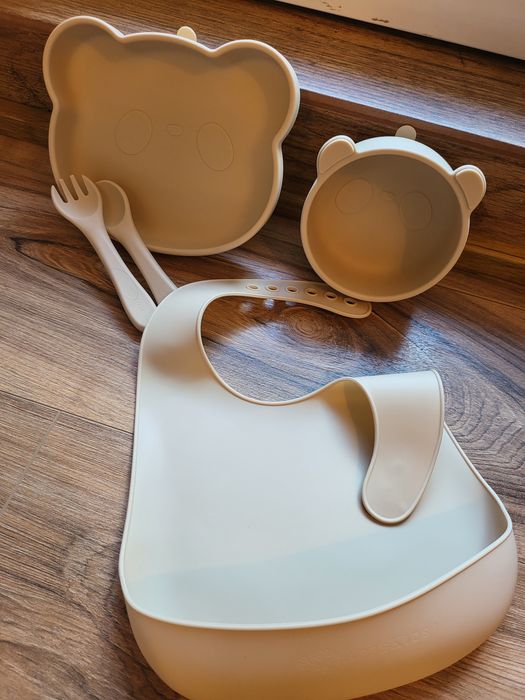 Set silicon din 5 piese de vesela pt bebeluși, diversificare masa, 6+ luni