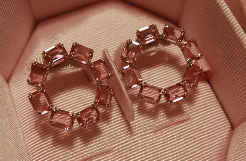 Swarovski обеци (розови кристали)