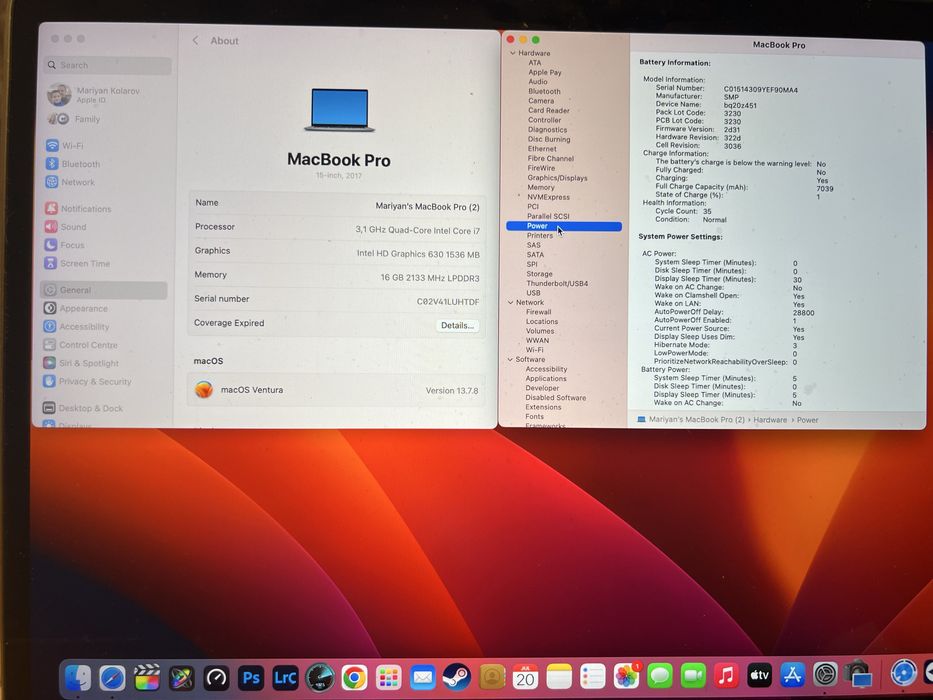 Macbook Pro 15” A1707 MAX - i7 3.1Ghz / 16GB RAM / 512GB SSD