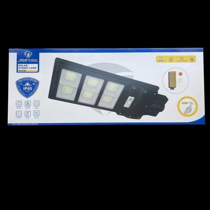 Улична соларна лампа със соларен панел и стойка 300W, 15 000mAh, 6500K