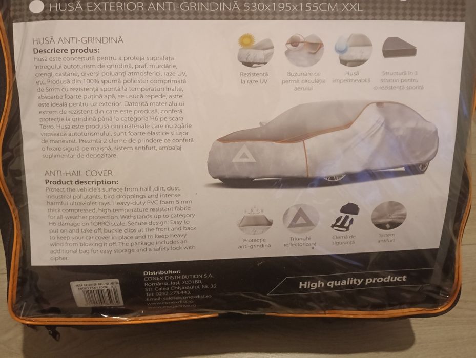 Husă Exterior Antigrindină Mega Drive pentru Autoturisme