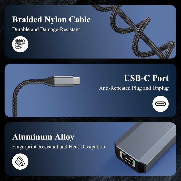 Minthouz USB C към Ethernet адаптер, 5G кабелен мрежов адаптер