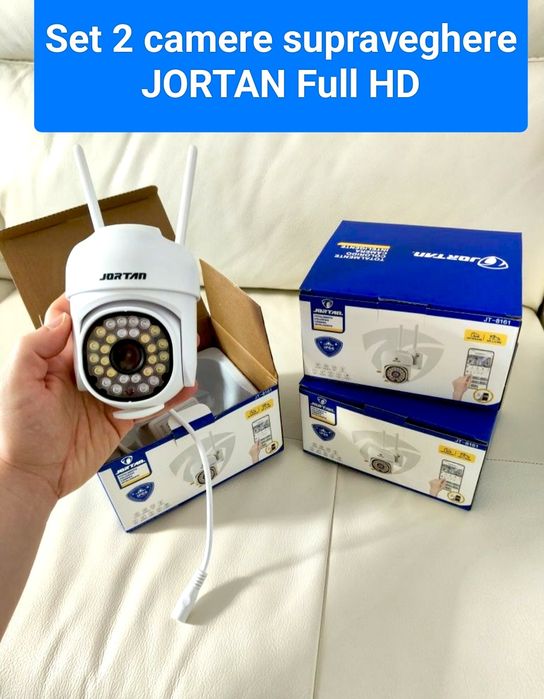 Set 2 camere supraveghere JORTAN Rotativa 360 grade leduri și IR