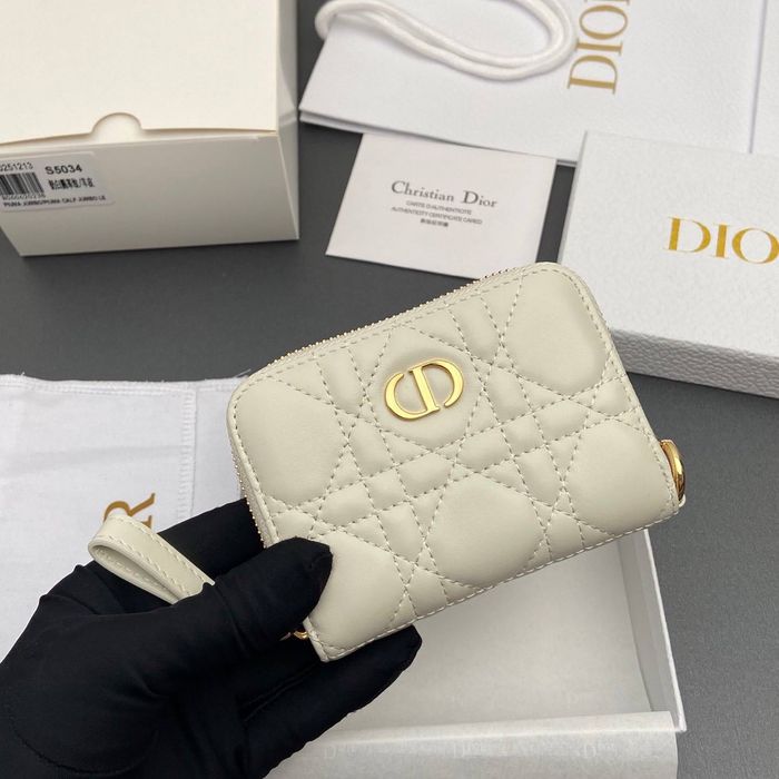 Christian Dior Caro Zipped Coin Wallet – White