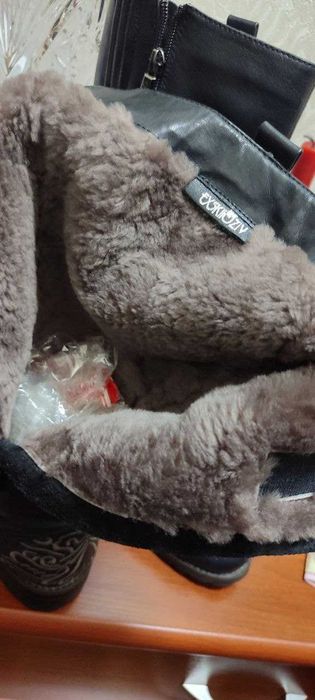 теплые сапоги кожаные