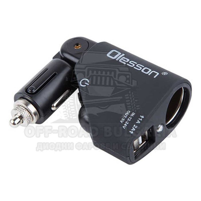 Разклонител за запалка 1 гнездо, 2 USB 12-24V