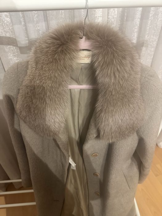 Palton lung guler vulpe M-L