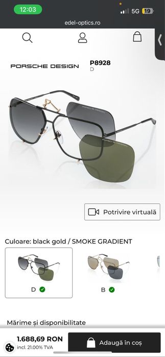 ochelari porsche design rimeless P8928 D titanium