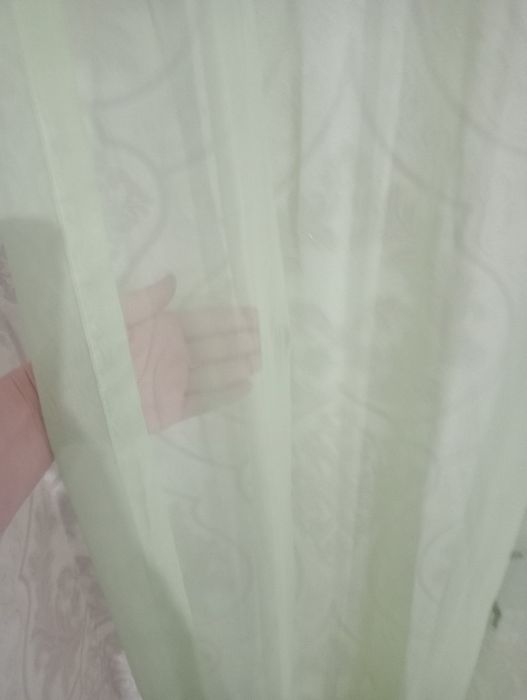 Тюль готовая зелёного цвета