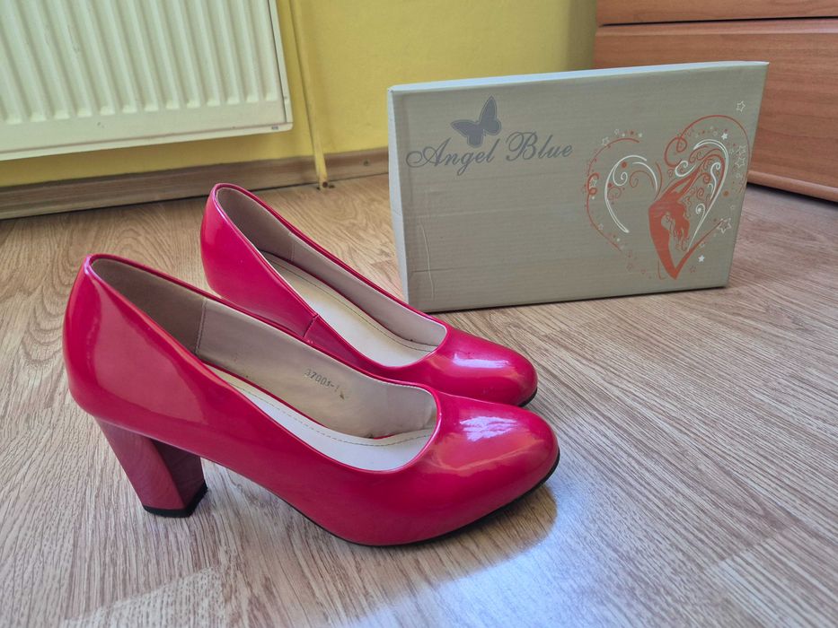 Pantofi rosii eleganti lacuiti dama marimea 38