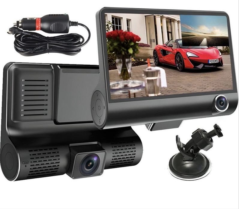 Camera auto video tripla display 4" inch Full HD NOU