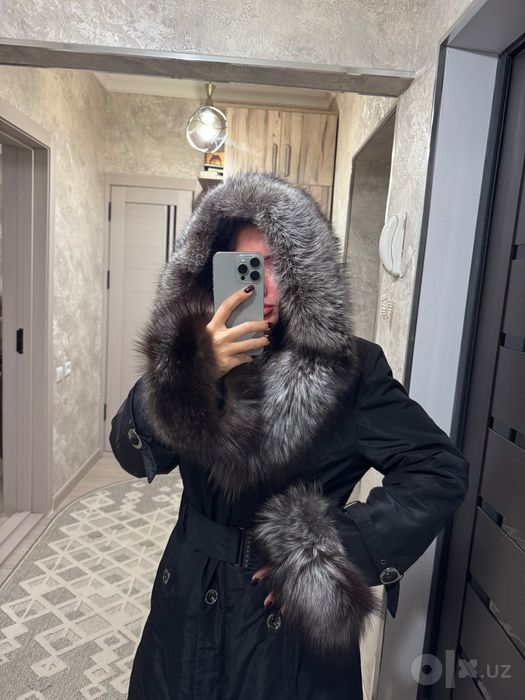 Пальто с мехом большого размера