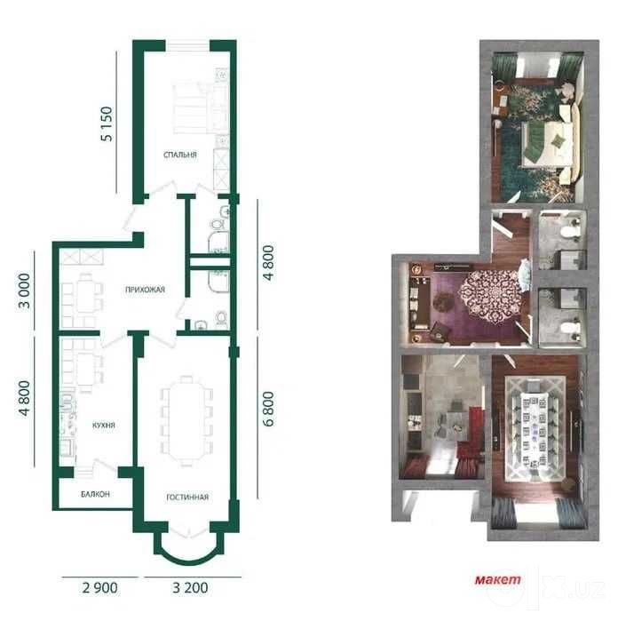 ЦЕНТР‼️ ЖК Kamron Palace 3х комнатная квартира 83м2 коробка: Юнусабад