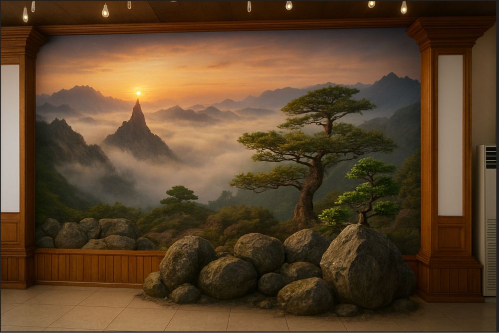 Бонсай искуственный  с натуральными растениями.