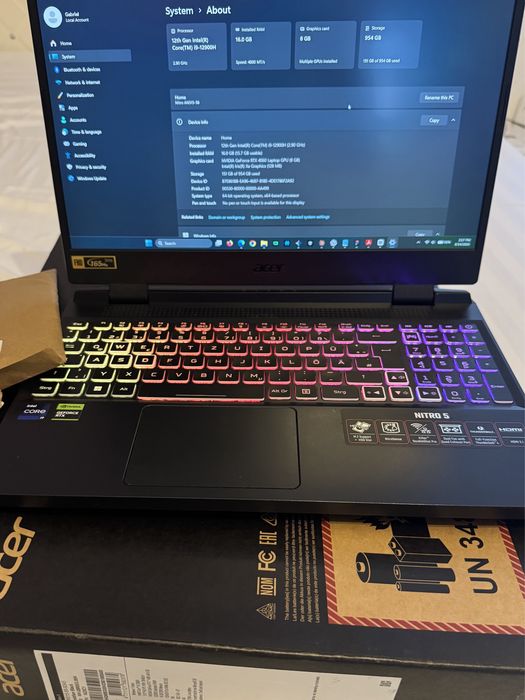 Acer Nitro 5 i9-12900H RTX 4060 8GB 16GB DDR5 SSD 1TB 165Hz