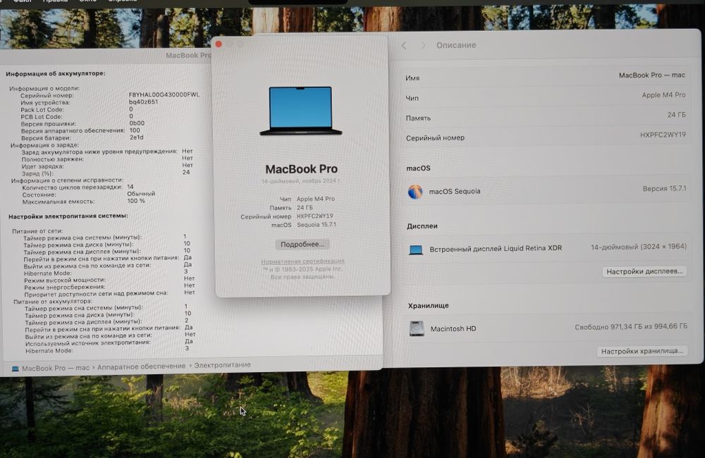 MacBook Pro 14 M4PRO 24/1TB 14 циклов