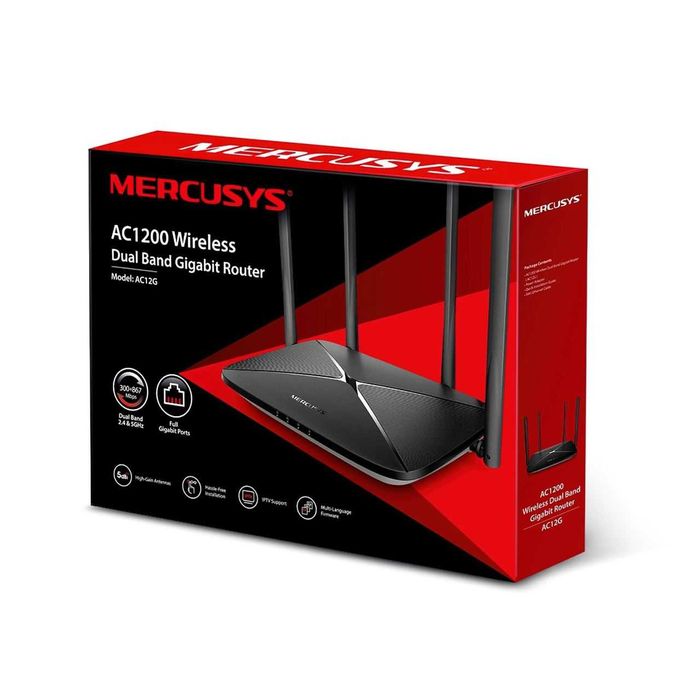 Router Wireless Gigabit Mercusys AC12G AC1200 Dual-Band 300 + 867 Mbps nou Sigilat