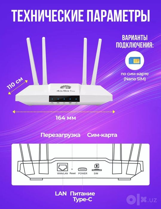 Роутер Wi-Fi сим картой 4G вайфай с аккумулятором