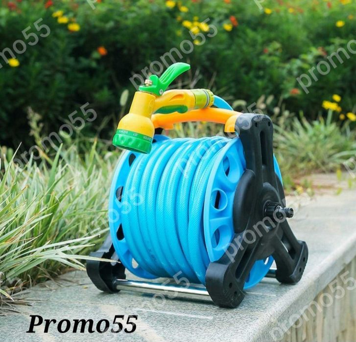 Градински маркуч 25м. комплект с преносима макара,пръскачка,накрайници