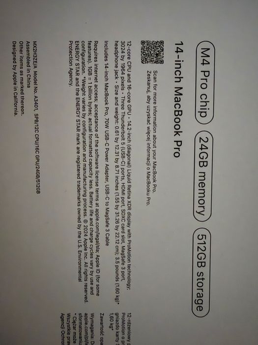 MacBook Pro M4 Pro 14" Silver 24Gb Ram 512Gb SSD